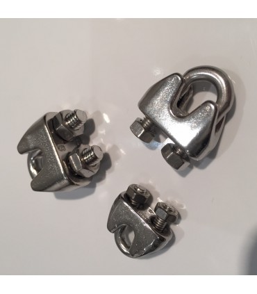 Serre câble étrier inox 316 pour Ø 3, 4, 5 ou 6 mm