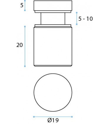 Fixation ponctuelle en inox Ø 19, 25 ou 32 mm pour épaisseur 5 à 12 mm