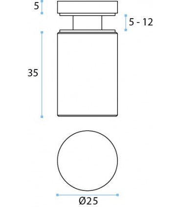 Fixation ponctuelle en inox Ø 19, 25 ou 32 mm pour épaisseur 5 à 12 mm