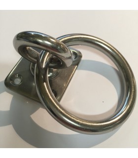 Pontet inox sur platine rectangle avec anneau mobile et anneau soudé Pontet inox sur platine rectangle avec anneau mobile et anneau soudé