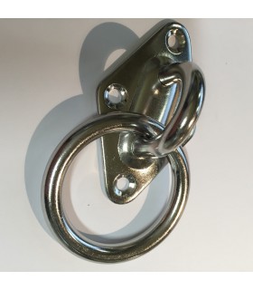 Pontet inox sur platine losange avec anneau mobile Pontet inox sur platine losange avec anneau mobile