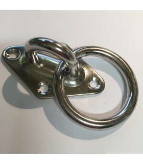 Pontet inox sur platine losange avec anneau mobile Pontet inox sur platine losange avec anneau mobile