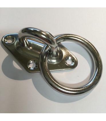 Pontet inox sur platine losange avec anneau mobile