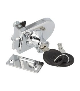 Serrure forme demi ronde pour porte simple de vitrine en verre