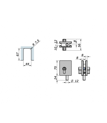 Serrure à cylindre pour porte en verre