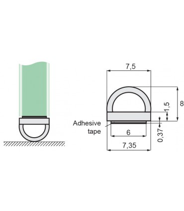 Joint d'étanchéité à coller sur le chant de la porte en verre