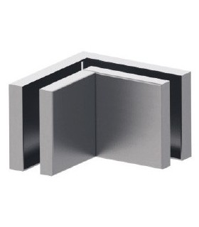 Fixation pour deux volumes en verre à 90°