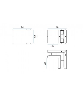 Fixation pour deux volumes en verre à 90°