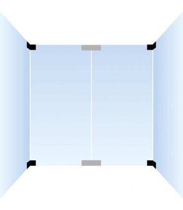 Fixation pour deux volumes en verre à 90°