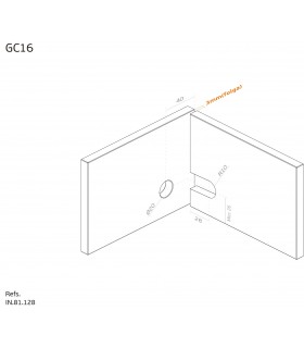 Fixation pour deux volumes en verre à 90°