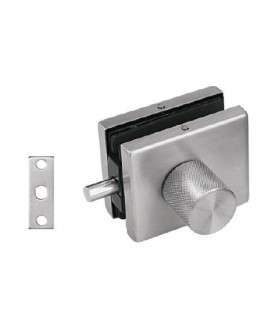 Serrure à bouton pour porte en verre