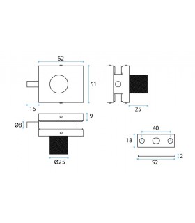 Serrure à bouton pour porte en verre