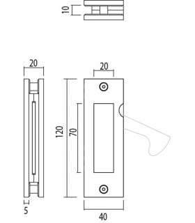 Poignée tirette pour porte coulissante en verre Poignée tirette pour porte coulissante en verre