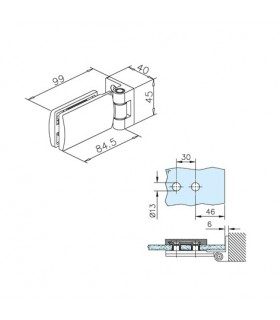 Paumelle inox avec fiche de 40 mm pour porte clarit en verre Paumelle inox avec fiche de 40 mm pour porte clarit en verre