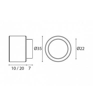 Butée de porte inox rond 35 mm pour fixation murale