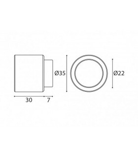 Butée de porte inox rond 35 mm pour fixation murale Butée de porte inox rond 35 mm pour fixation murale