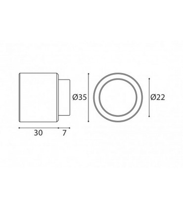 Butée de porte inox rond 35 mm pour fixation murale