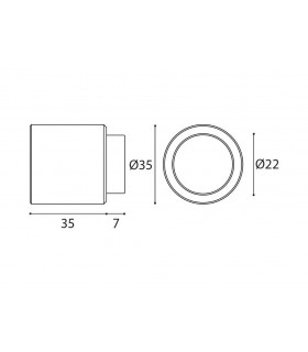 Butée de porte inox rond 35 mm pour fixation murale Butée de porte inox rond 35 mm pour fixation murale