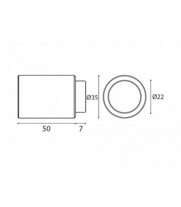 Butée de porte inox rond 35 mm pour fixation murale