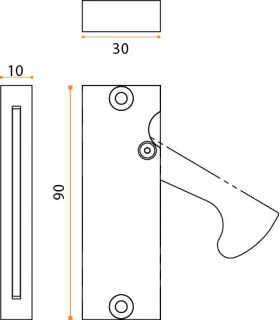 Poignée tirette pour porte coulissante en bois