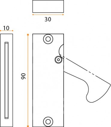 Poignée tirette pour porte coulissante en bois