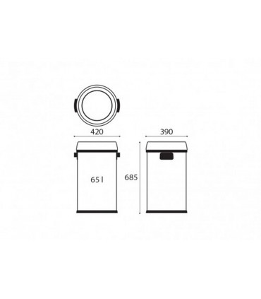 Poubelle inox couvercle plat ouverture basculante