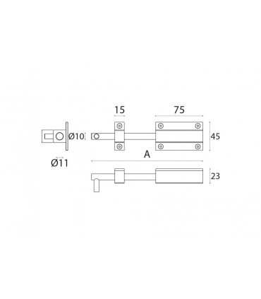 Targette inox en applique avec pêne rond