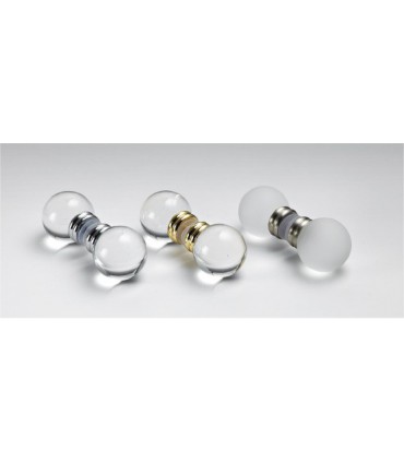Paire de poignée bouton sphère Ø 40 mm en verre transparent