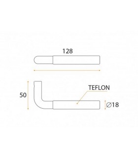 Paire de poignée béquille tubulaire coudée inox et téflon noir
