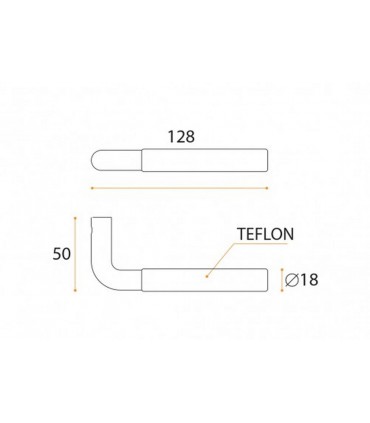 Paire de poignée béquille tubulaire coudée inox et téflon noir