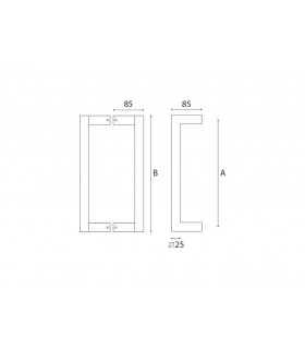 Poignée angulaire contrecoudée tube inox carré
