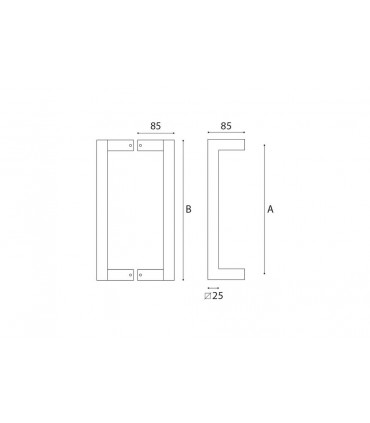 Poignée angulaire contrecoudée tube inox carré