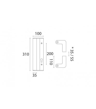 Paire de poignée inox bâton 35 mm déporté