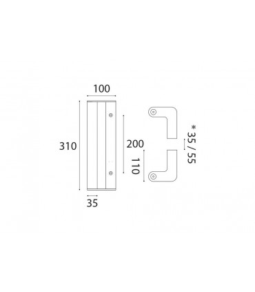 Paire de poignée inox bâton 35 mm déporté