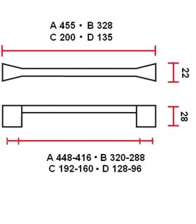 Poignée de meuble avec entraxe double série 3435