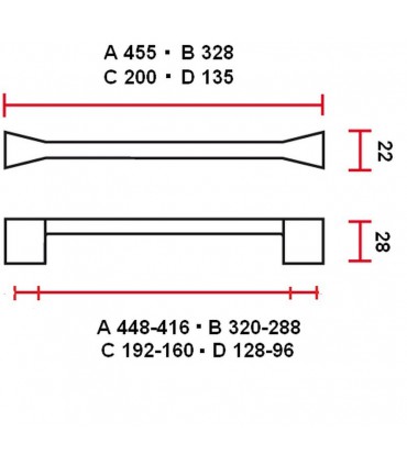 Poignée de meuble avec entraxe double série 3435