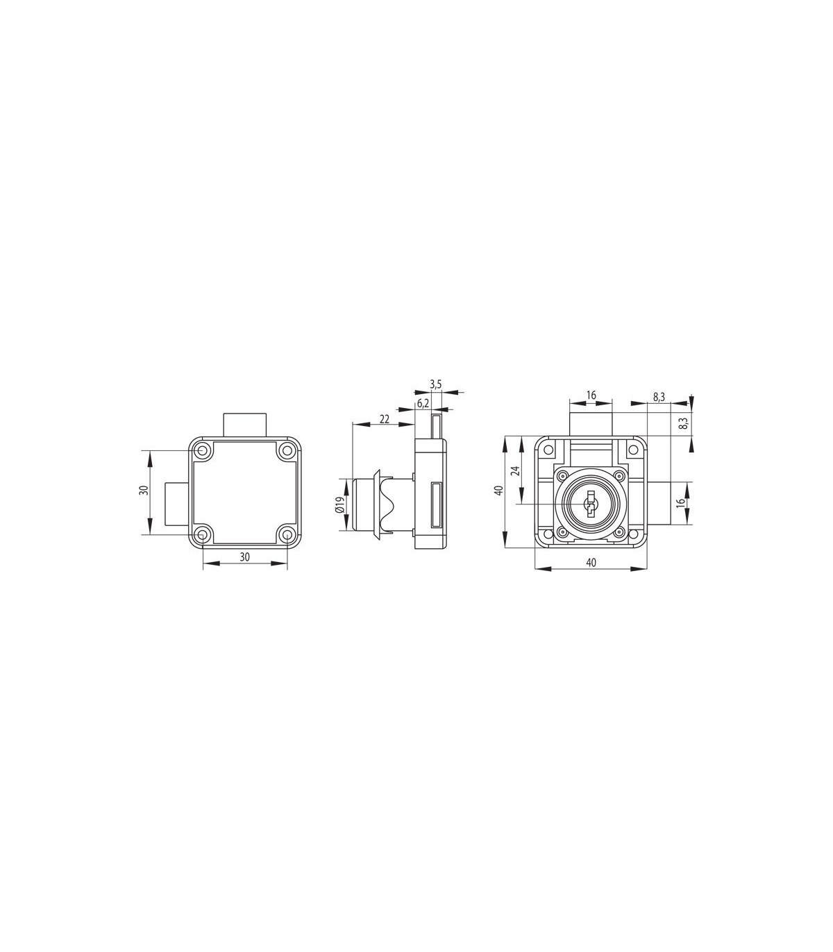 Petite serrure double fermeture pour placard ou tiroir - Targette e