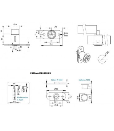 Serrure poussoir pour porte coulissante de vitrine en verre