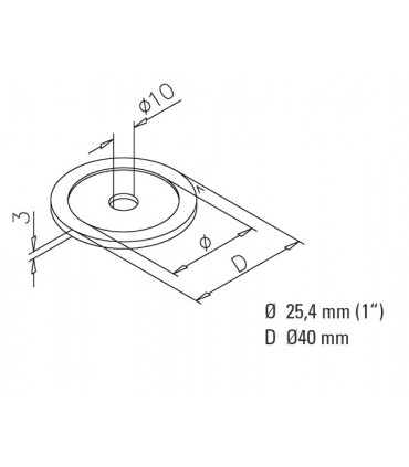 Embase Ø 50 mm pour tube Ø 38 mm
