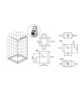 Accessoires raidisseur carré pour cloison de douche Accessoires raidisseur carré pour cloison de douche