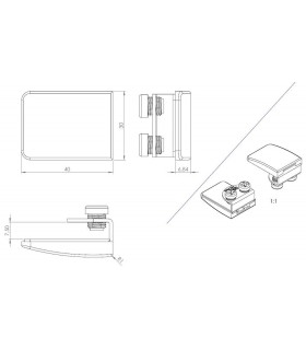 Gâche série Square pour serrure de vitrine en verre