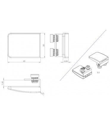 Gâche série Square pour serrure de vitrine en verre