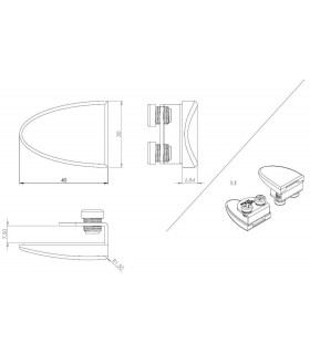 Gâche série Badge pour serrure de vitrine en verre