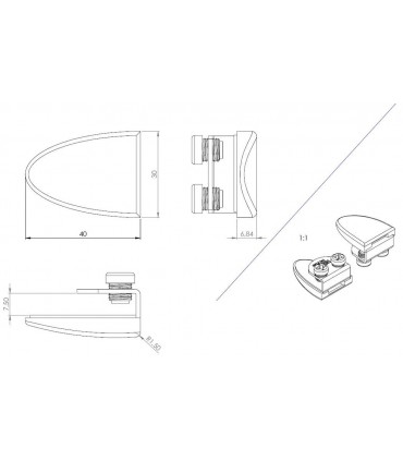 Gâche série Badge pour serrure de vitrine en verre