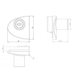 Serrure série Badge chrome brillant