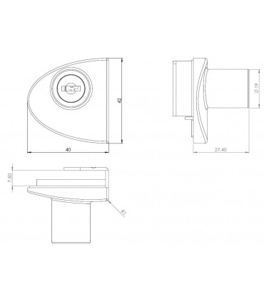 Serrure série Badge chrome brillant