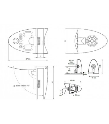 Charnière ouverte série Badge chrome brillant