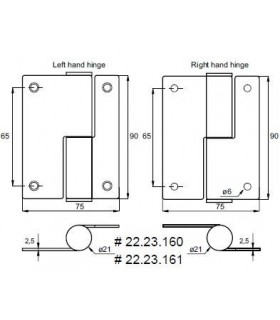 Paumelle inox à fermeture libre