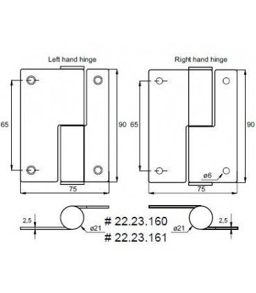 Paumelle inox à fermeture libre