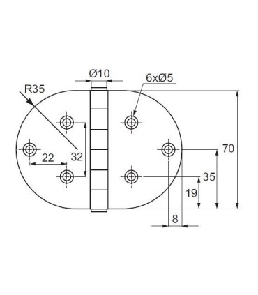 Charnière de volet forme demi-ronde